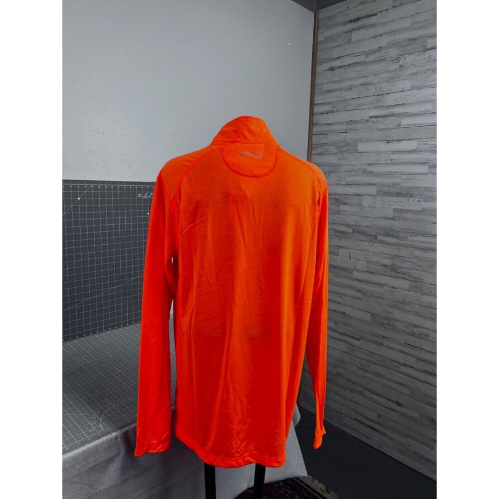 Orvis Mens Drirelease 1/4 Zip Long Sleeve Shirt Orange UV Protection Small - Picture 8 of 8